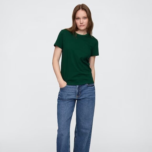 NWT Gap Factory Favorite Crewneck T-Shirt Evergreen Glamour Green Size S Basics - Picture 11 of 12